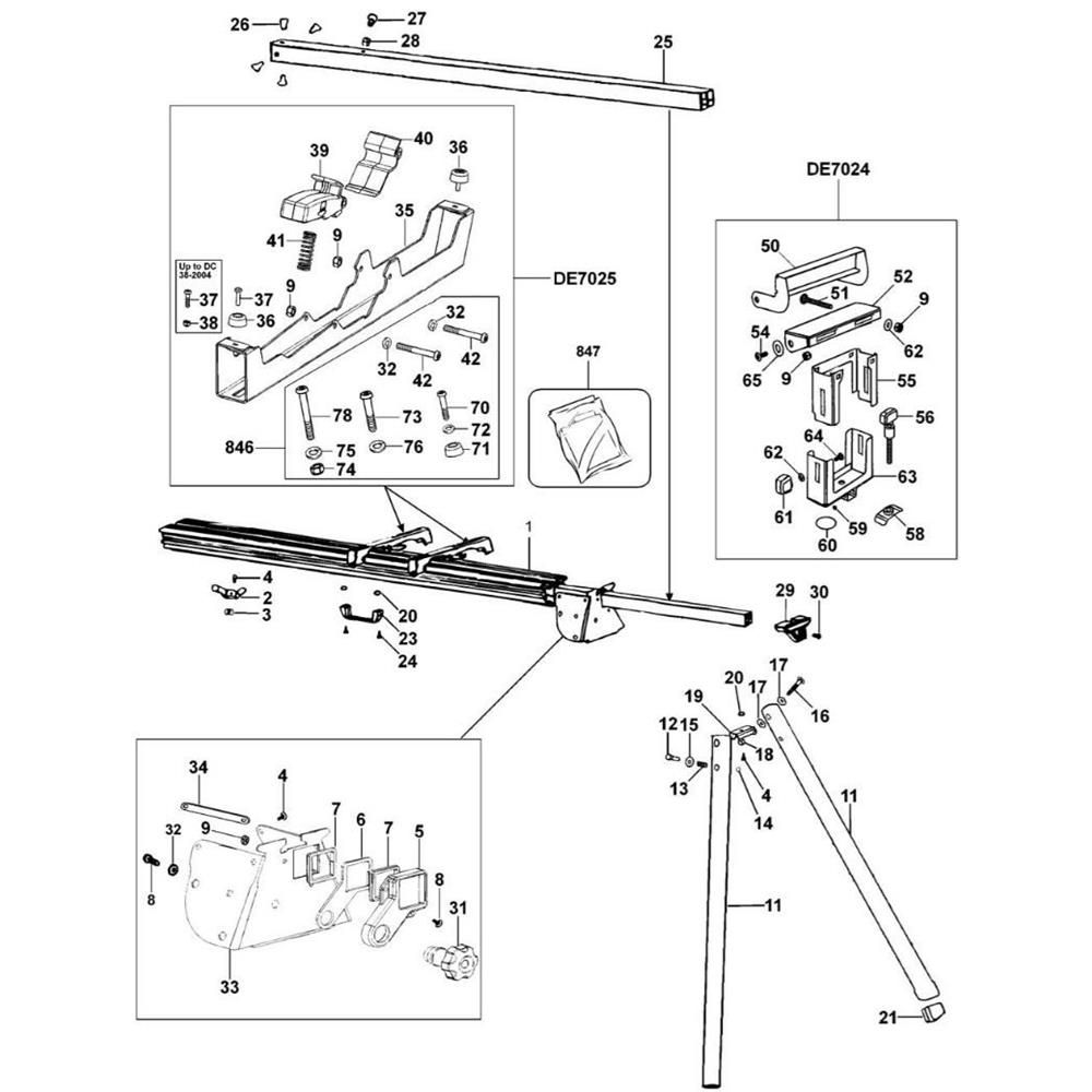 Sơ đồ Lắp ráp chính cho DeWalt DE7024