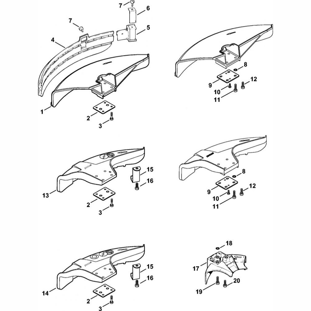 deflector assembly for stihl fr106 backpack brushcutter
