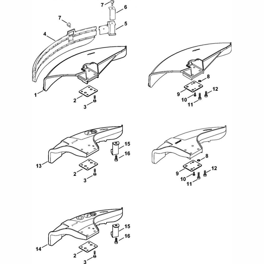 Sơ đồ Bộ làm lệch hướng cho Stihl FR130T 3 deflector assembly for stihl fr130t backpack brushcutter