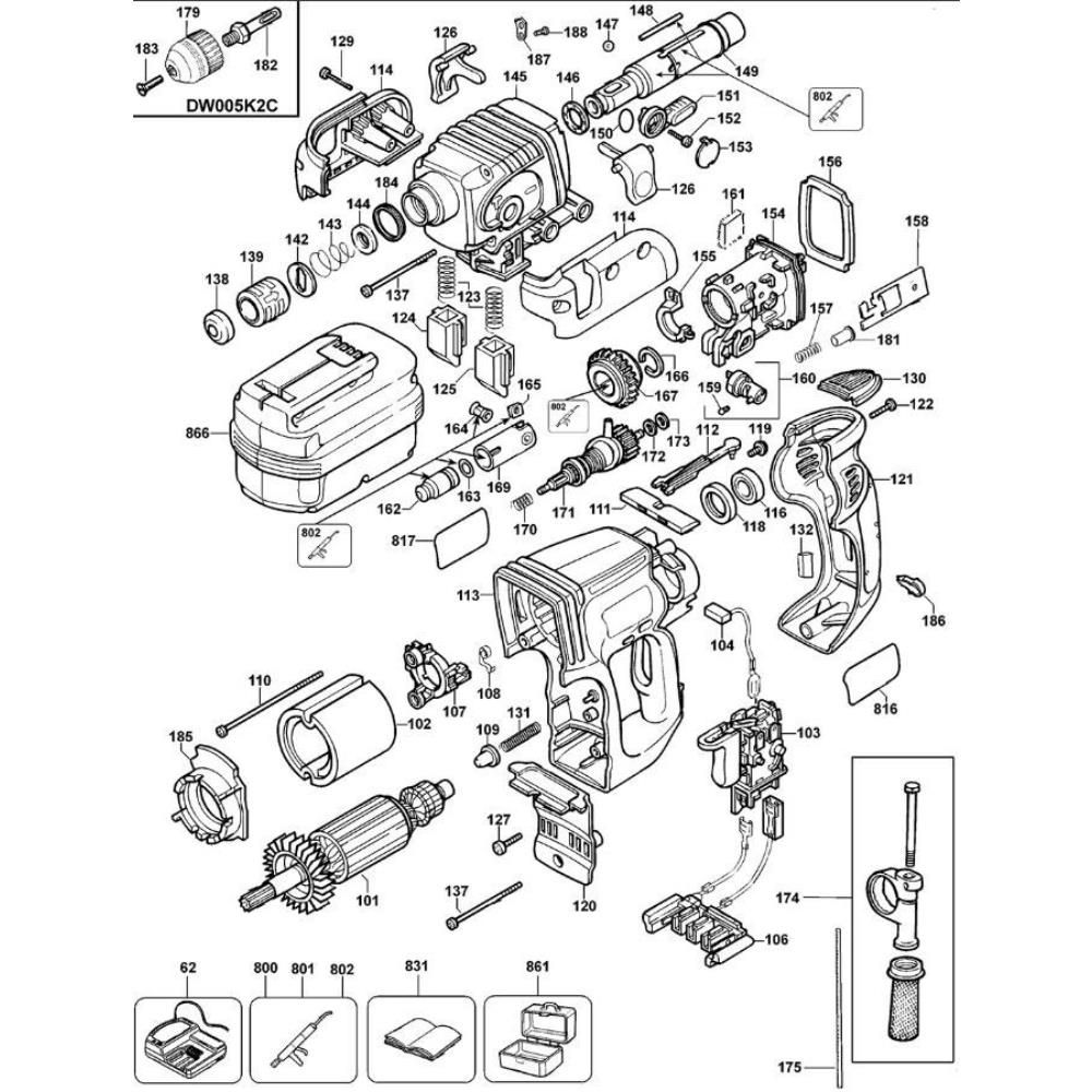Sơ đồ Lắp ráp chính cho DeWalt DW005K