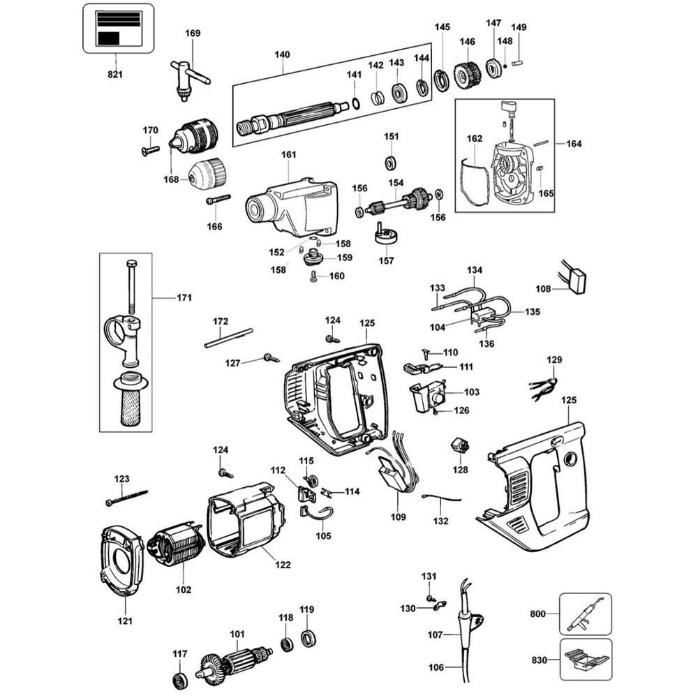 Sơ đồ Lắp ráp chính cho DeWalt DW165