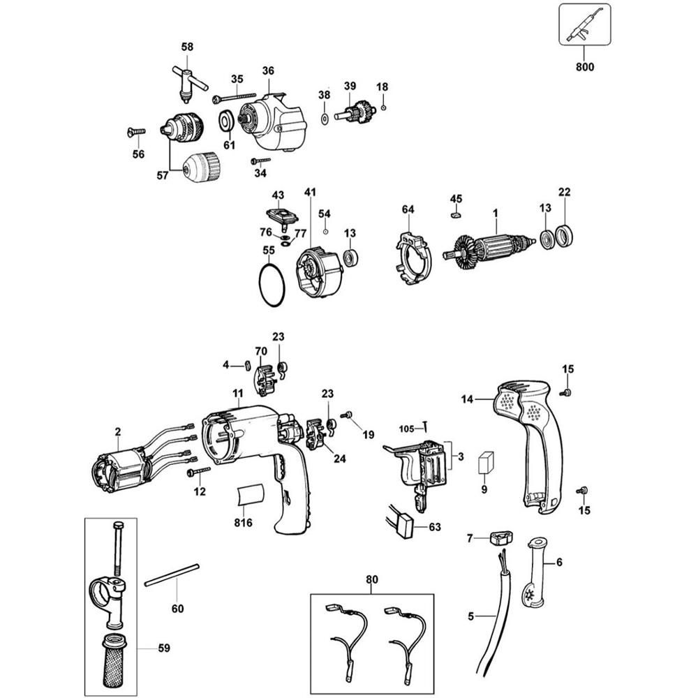 Sơ đồ Lắp ráp chính cho DeWalt DW205