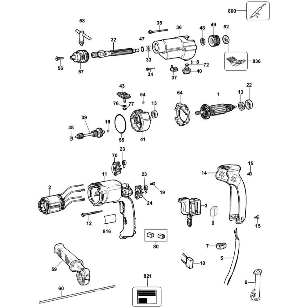 Sơ đồ Lắp ráp chính cho DeWalt DW501