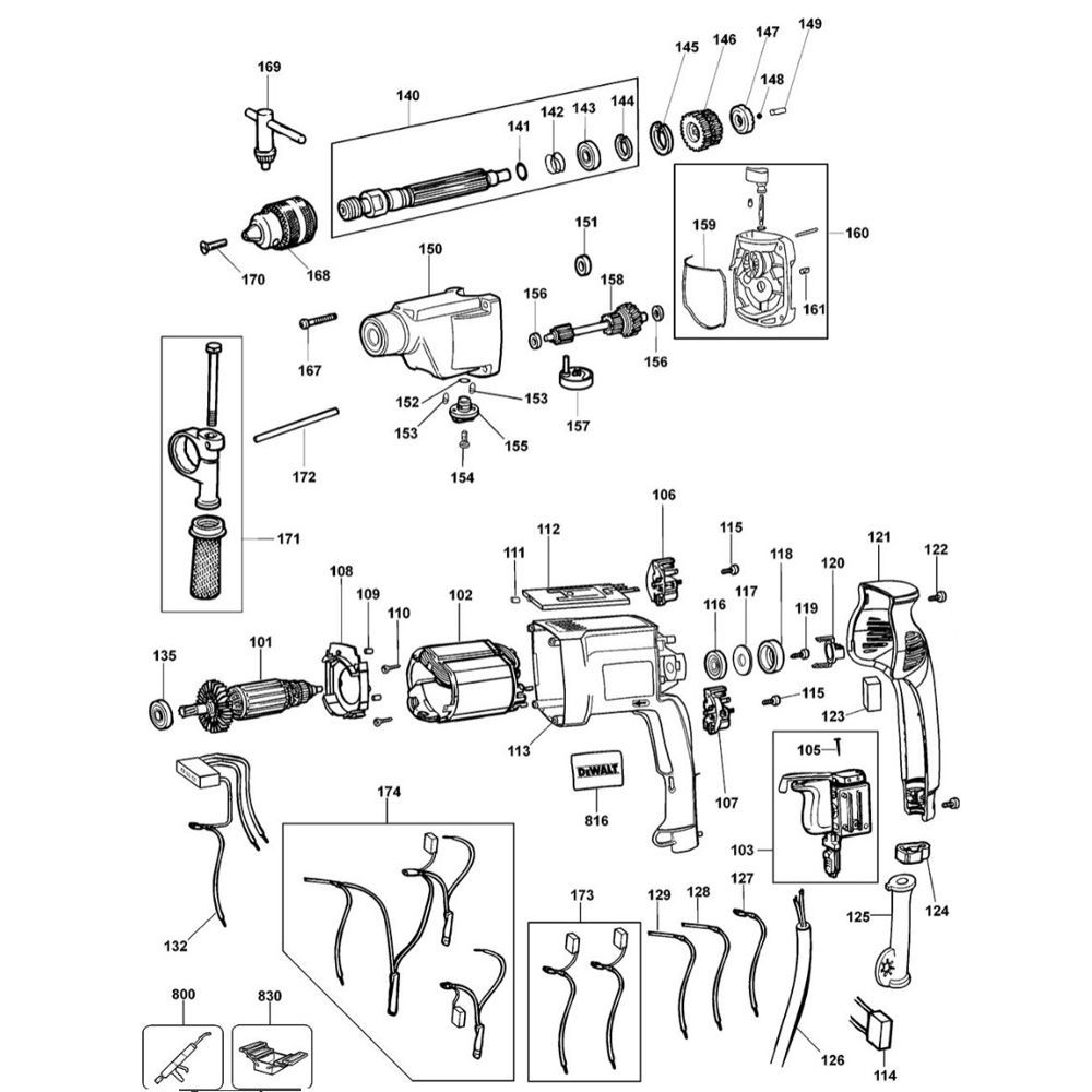 Sơ đồ Lắp ráp máy khoan DeWalt DW513