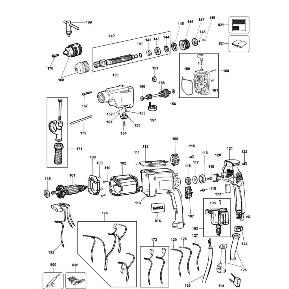 Sơ đồ Lắp ráp chính cho DeWalt DW515