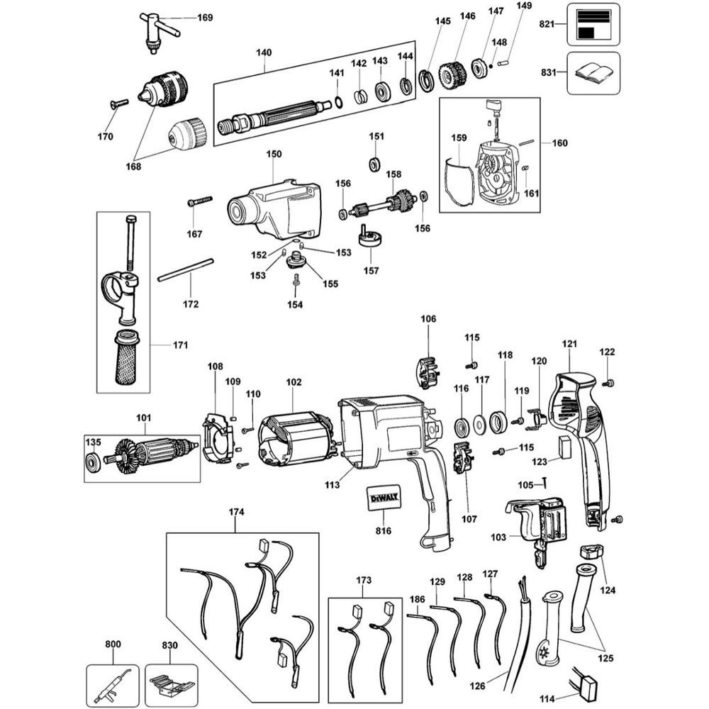 Sơ đồ Lắp ráp chính cho DeWalt DW515K