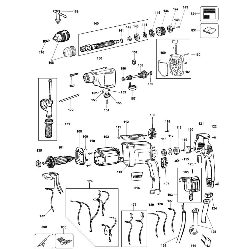 Sơ đồ Lắp ráp máy khoan DeWalt DWD024