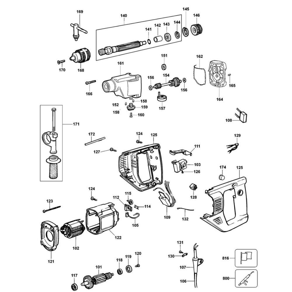 Sơ đồ Lắp ráp chính cho DeWalt DW516