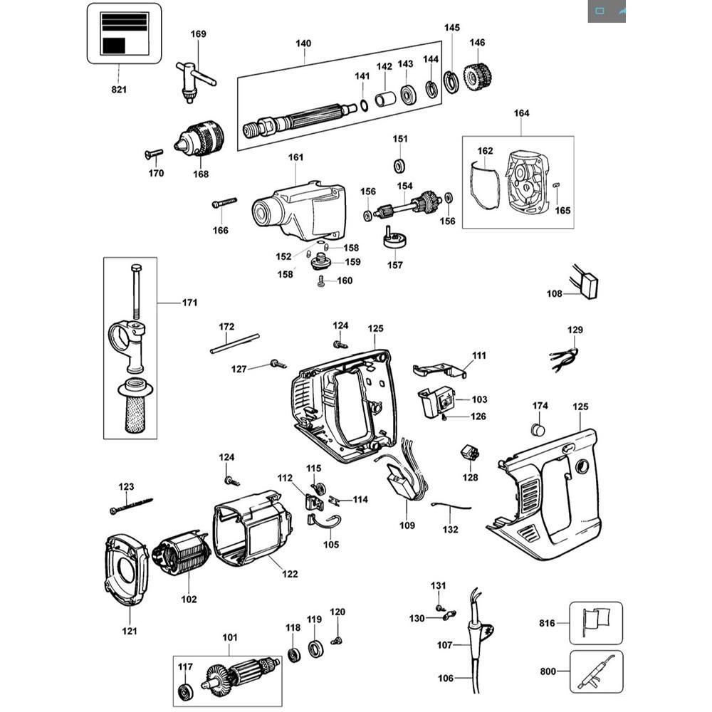 Sơ đồ Lắp ráp chính cho DeWalt DW516K
