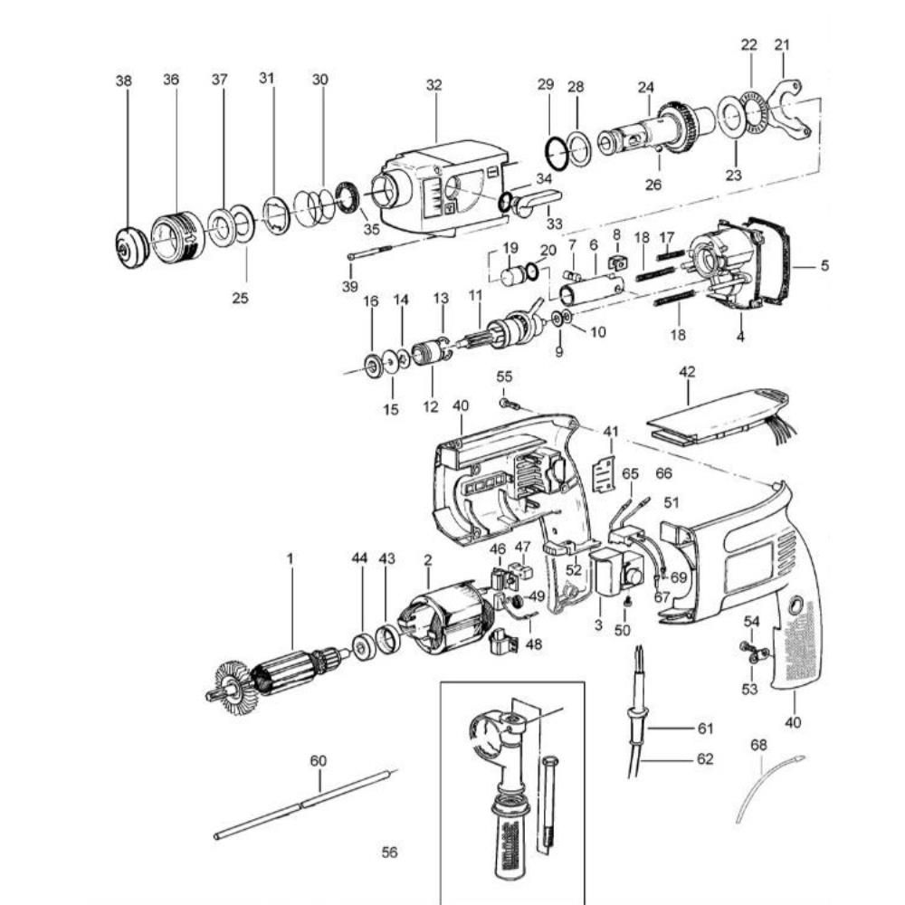 Sơ đồ Lắp ráp chính cho DeWalt DW523K