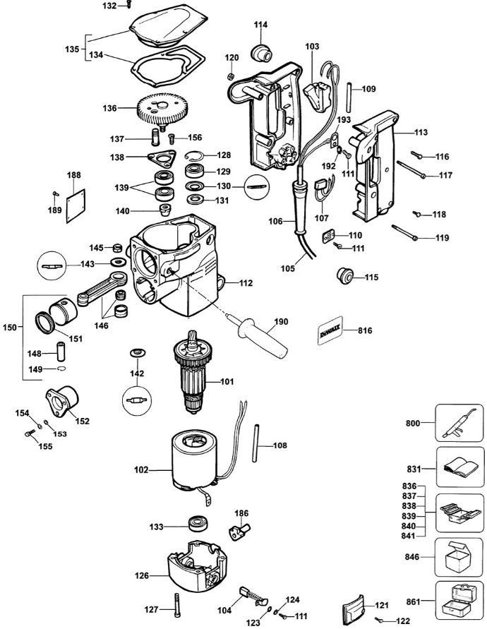 Sơ đồ Lắp ráp chính cho DeWalt DW558L