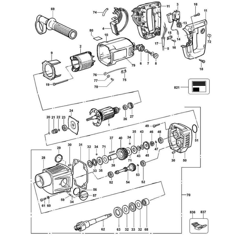 Sơ đồ Lắp ráp chính cho DeWalt DW580EK