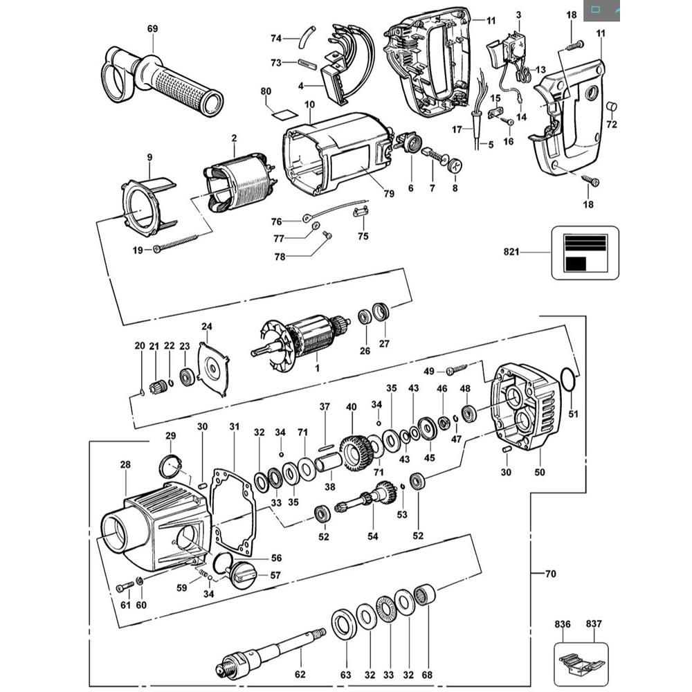 Sơ đồ Lắp ráp chính cho DeWalt DW580EKL 2 dw580ekl type 1
