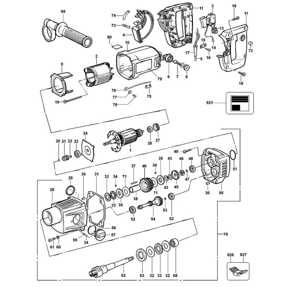 Sơ đồ Lắp ráp chính cho DeWalt DW590EK