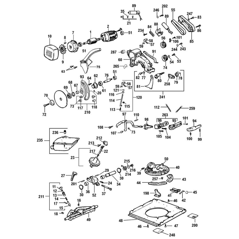 Sơ đồ Lắp ráp chính cho DeWalt DW742