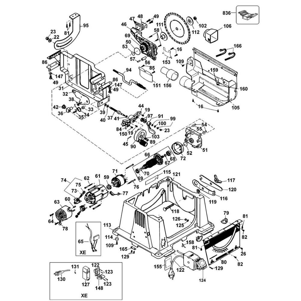 Sơ đồ Lắp ráp tay cầm cho DeWalt DW744 2 dw744 type 1 1