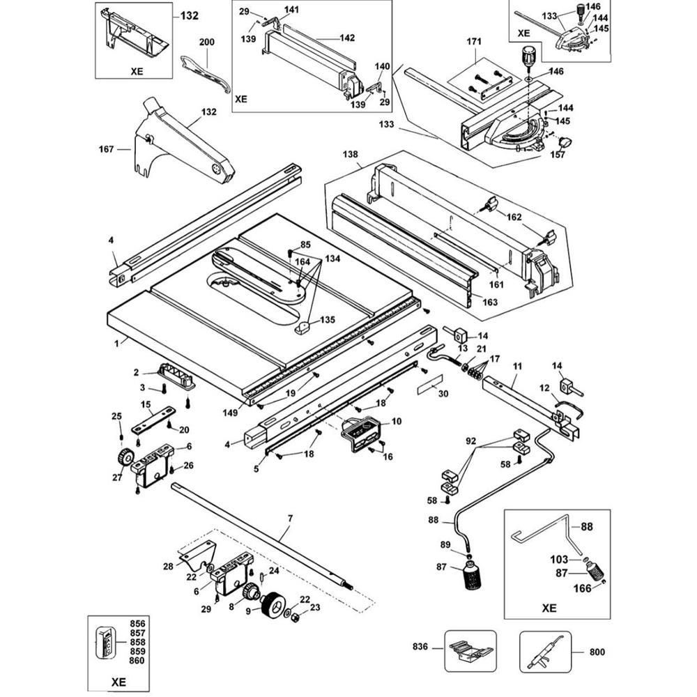 Sơ đồ Lắp ráp chính cho DeWalt DW744XP 2 dw744 type 2