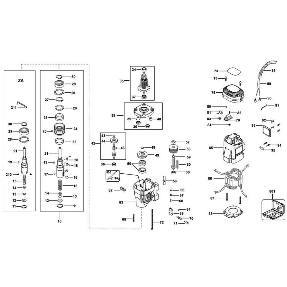 Sơ đồ Lắp ráp chính cho DeWalt DWE1622K