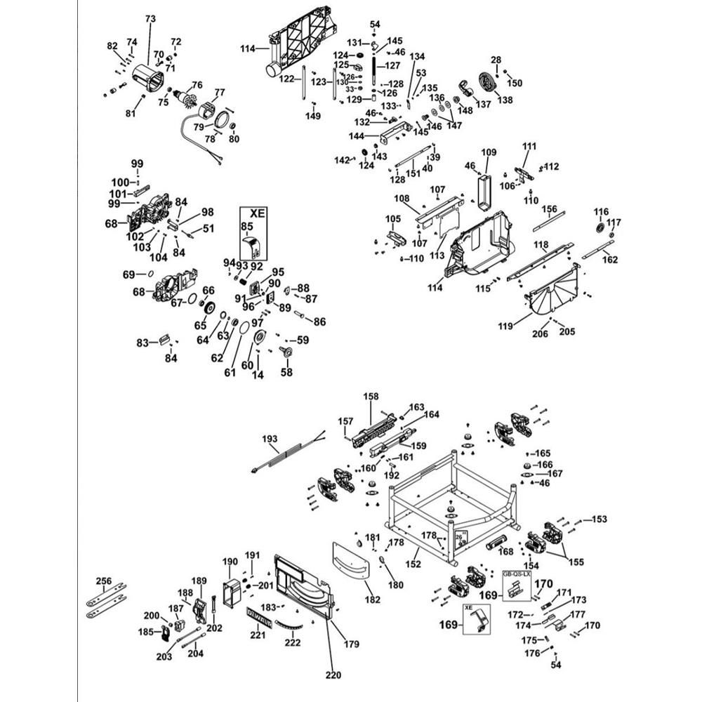 Sơ đồ Lắp ráp chính cho DeWalt DW745-XE 3 dwe7491 type 1 1