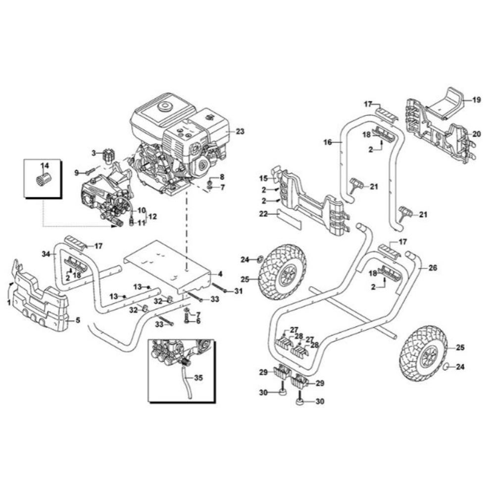 Sơ đồ Lắp ráp tay cầm cho DeWalt DXPW009E