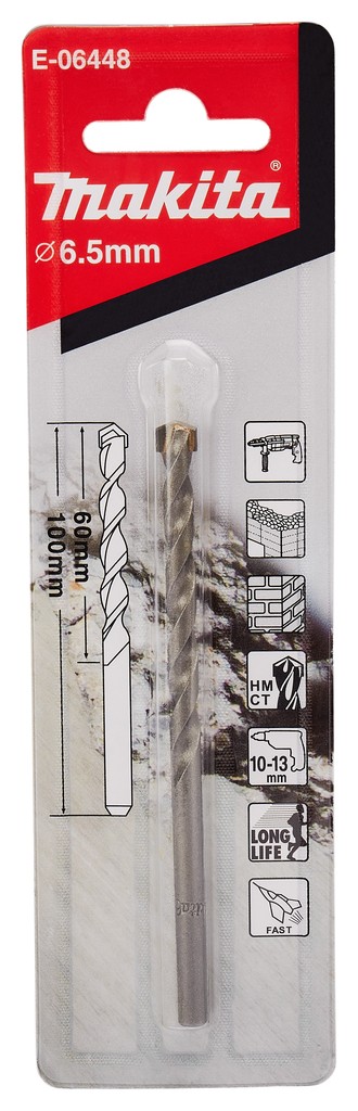 E-06448 Mũi Khoan Tường TCT Chuôi Thẳng 6.5x100mm