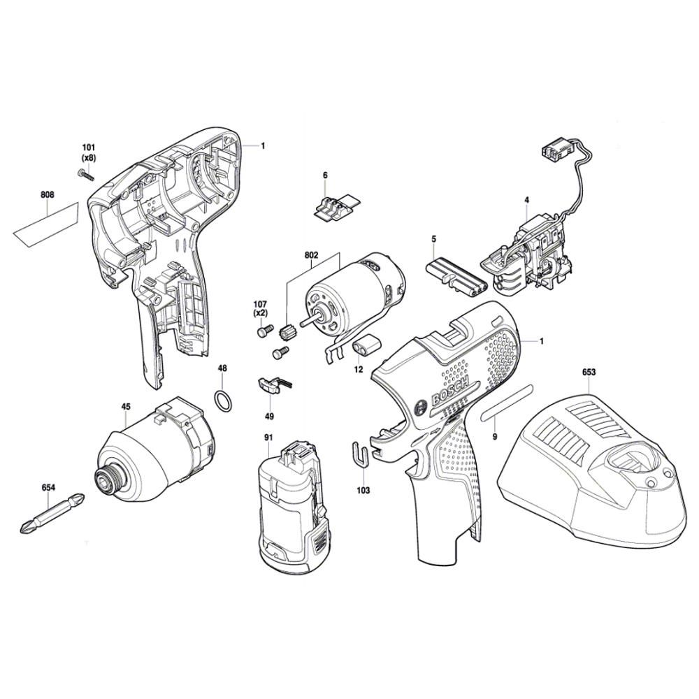 Sơ đồ Bộ cờ lê tác động cho Bosch 3 easyimpactdrive 12 1