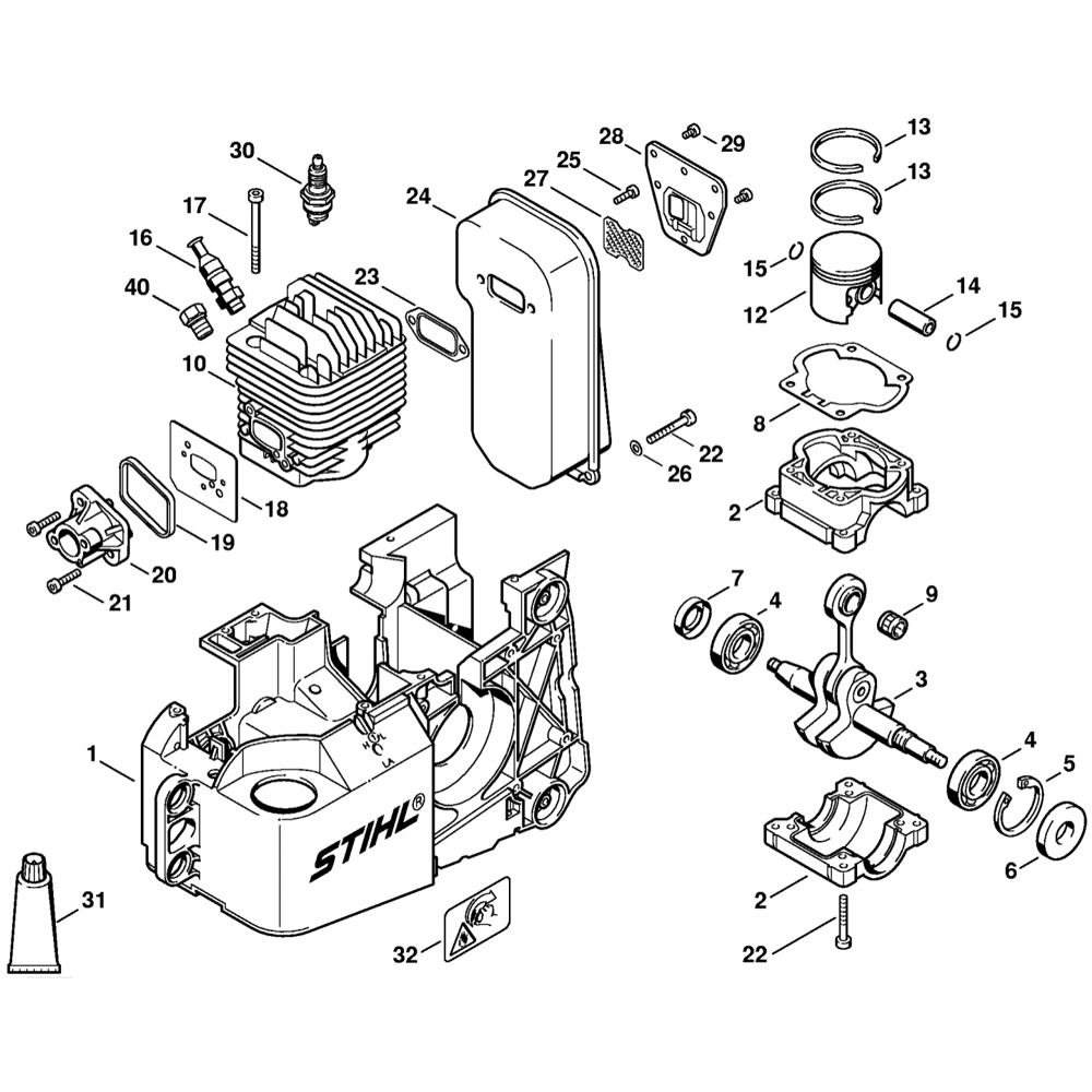 Sơ đồ Vỏ động cơ cho Stihl TS460