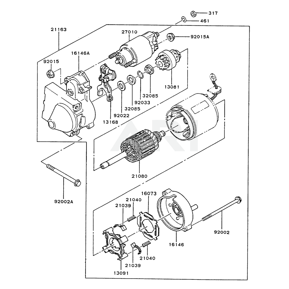 Sơ đồ Bộ khởi động cho Kawasaki FB460V 2 fb460v 12
