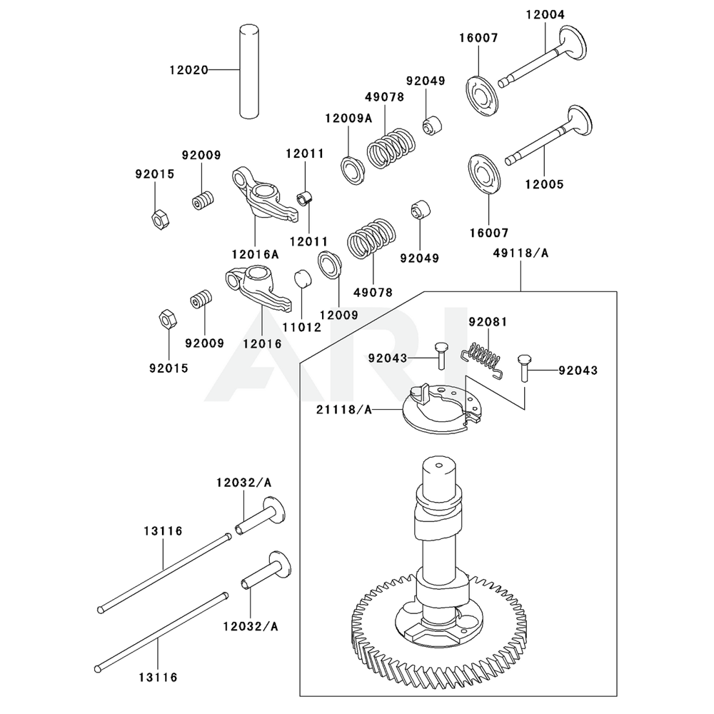Sơ đồ Van/Trục Cam cho Kawasaki FC400V