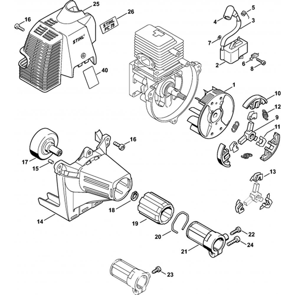 Sơ đồ Đánh lửa & ly hợp cho Stihl FC 75 3 fc75 3