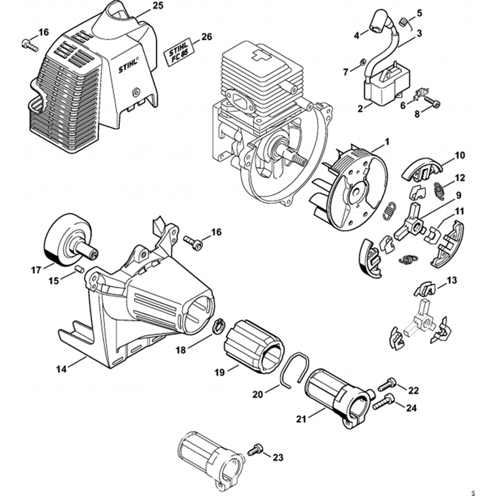 Sơ đồ Đánh lửa & ly hợp cho Stihl FC 85