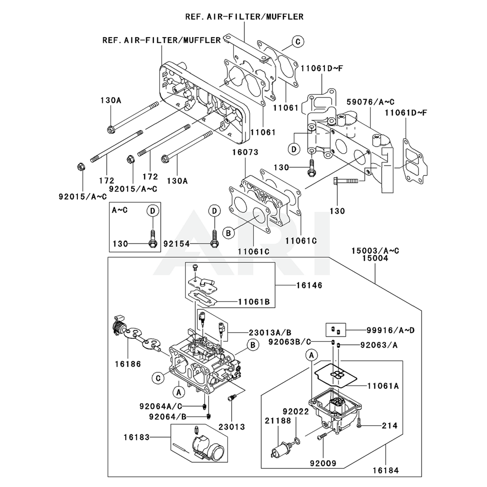 Sơ đồ Bộ chế hòa khí cho Kawasaki FD731V