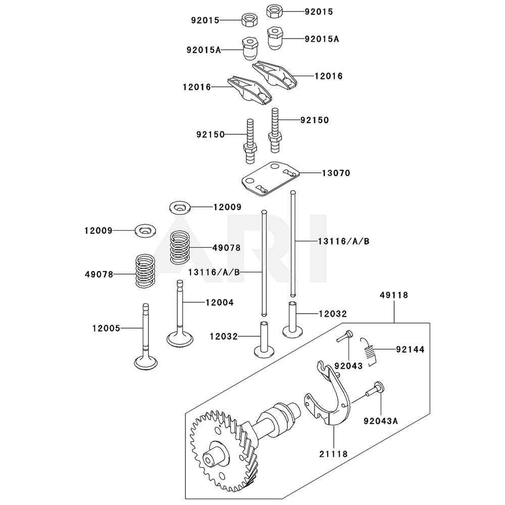 Sơ đồ Van/Trục Cam cho Kawasaki FE170D