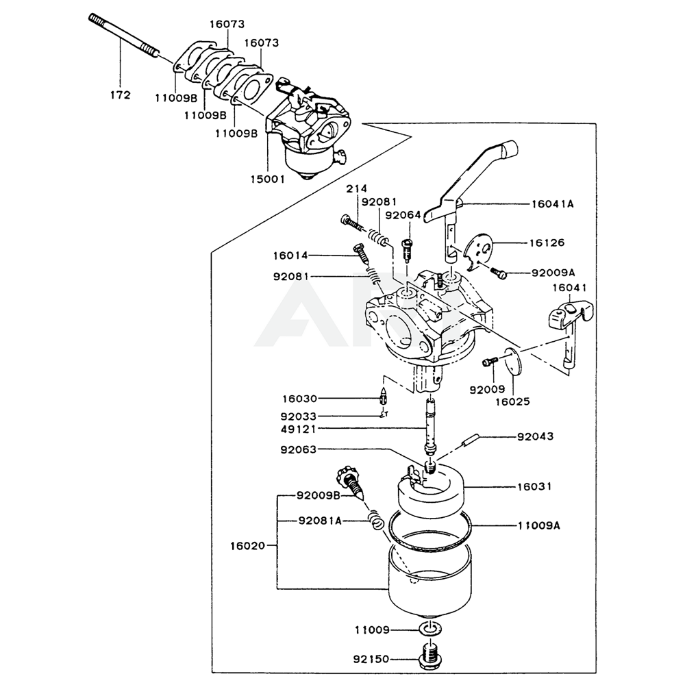Sơ đồ Bộ chế hòa khí cho Kawasaki FG200R