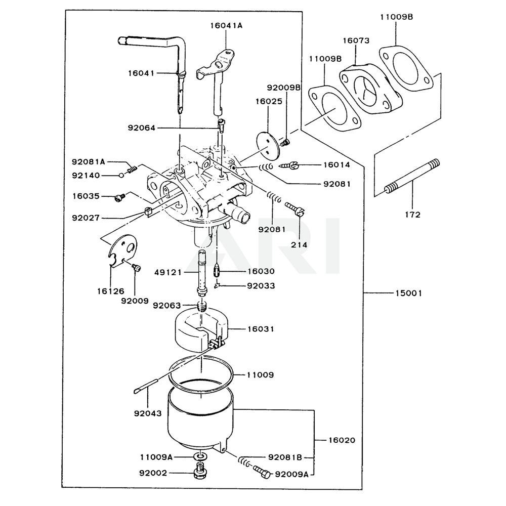 Sơ đồ Bộ chế hòa khí cho Kawasaki FG270G