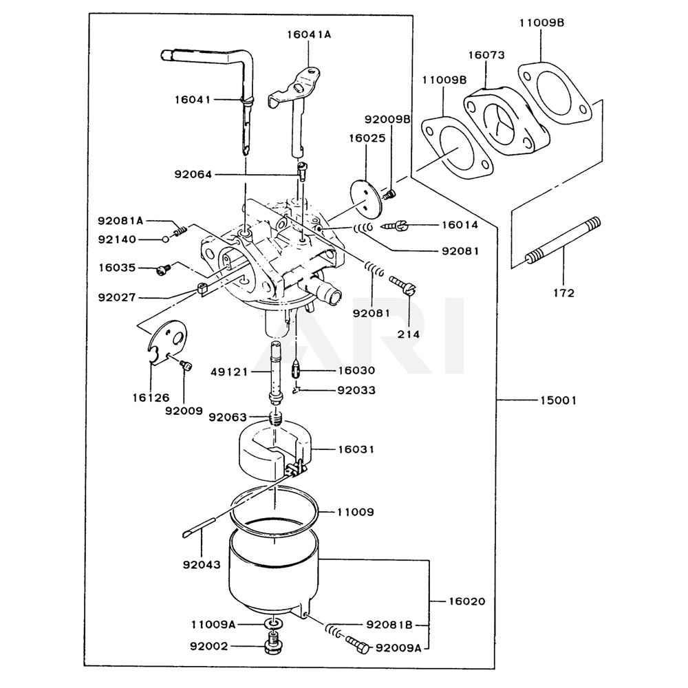 Sơ đồ Bộ chế hòa khí cho Kawasaki FG300D