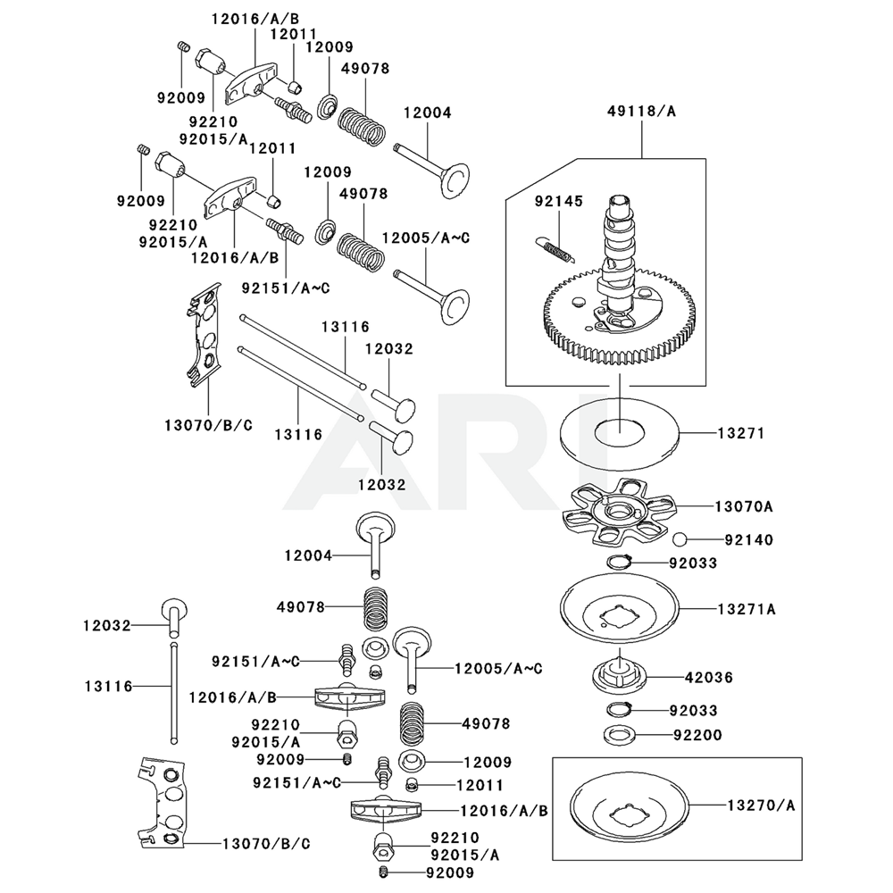Sơ đồ Van/Trục Cam cho Kawasaki FH641V