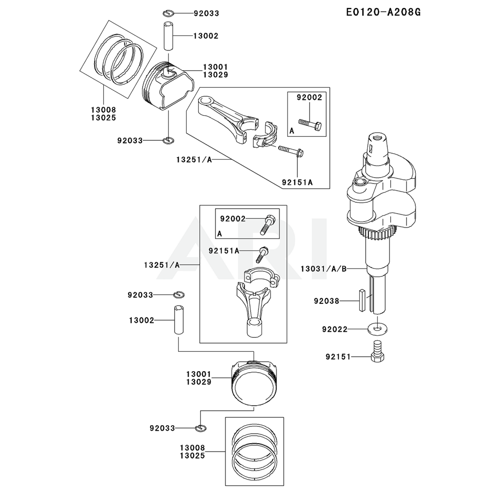 Sơ đồ Piston/Trục khuỷu Kawasaki FH721V 2 fh721v 13