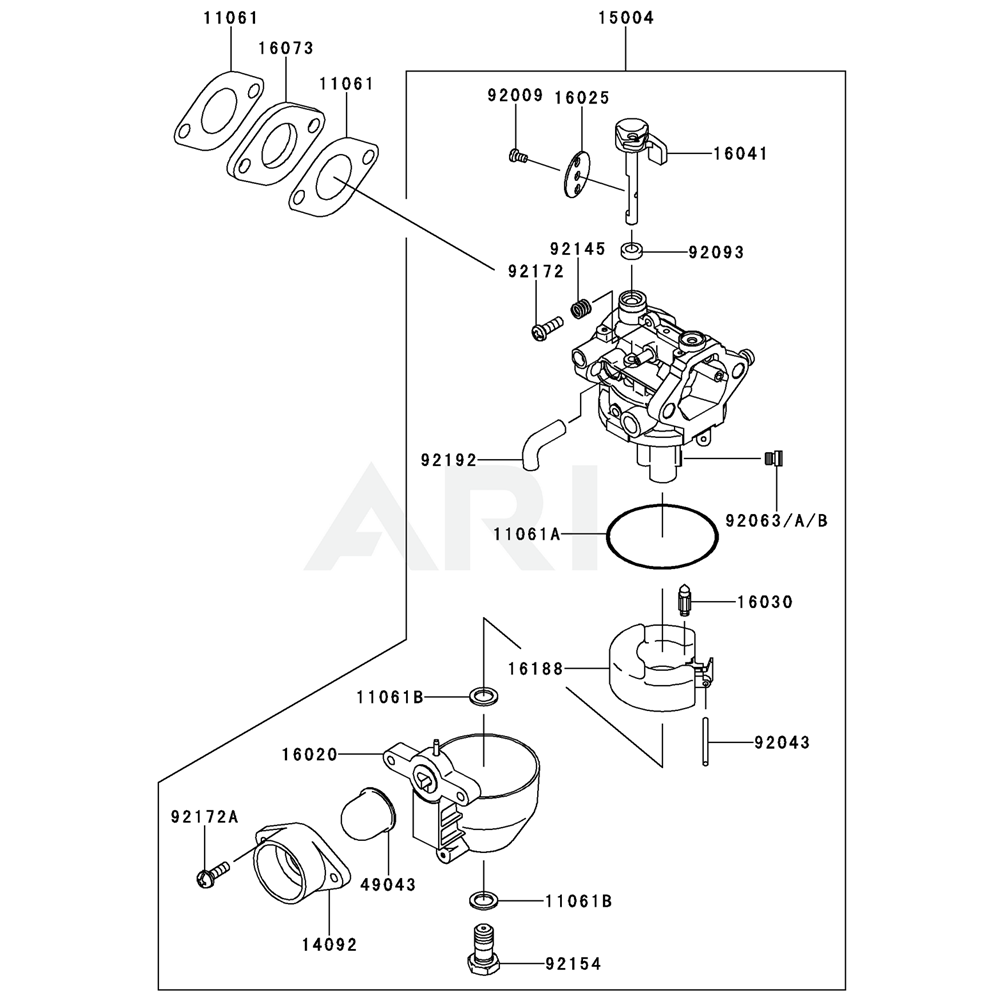 Sơ đồ Bộ chế hòa khí cho Kawasaki FJ180V