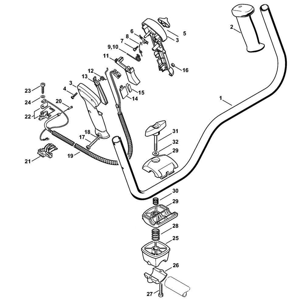 Sơ đồ Tay cầm Stihl FS120 FS200 FS250