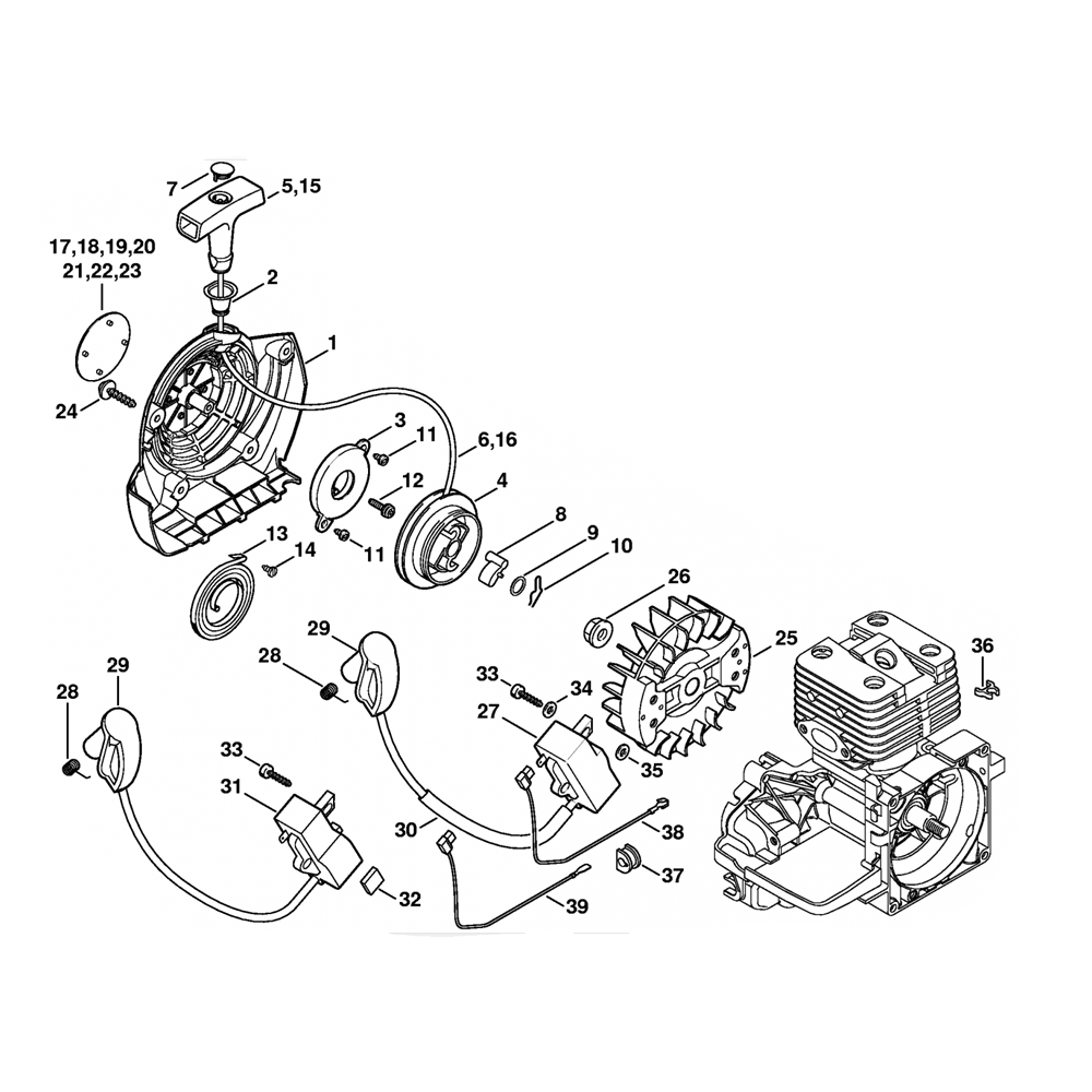fs120 fs200 fs250 rewind starter ignition system 809 249 646 10.2016