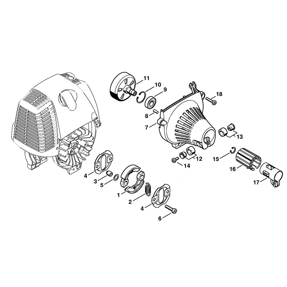 Sơ đồ Vỏ quạt ly hợp Stihl FS130