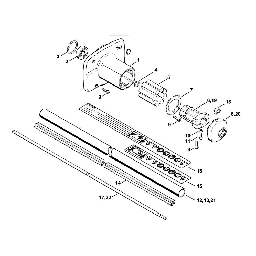 fs160 fs180 clutch housing drive tube assembly