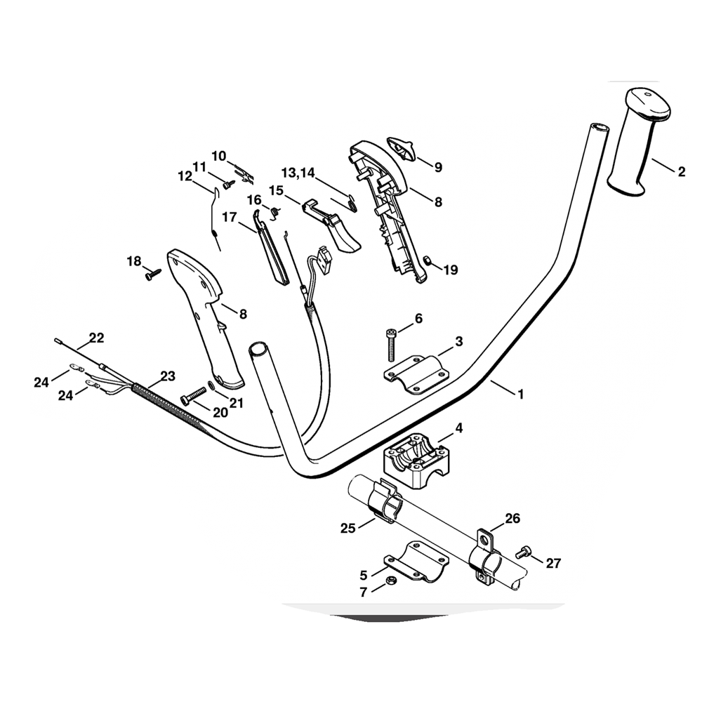 fs160 fs180 two handed handle bar control handle