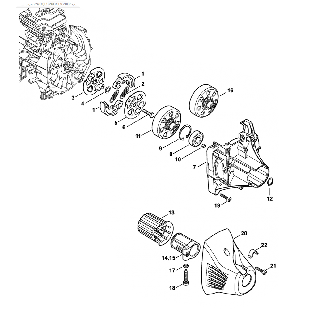 fs240 fs260 clutch clutch housing