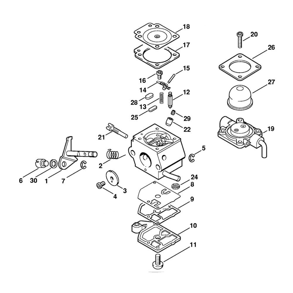 Sơ đồ Bộ chế hòa khí Stihl C1Q-S58 3 fs38 fs45 fs46 carburetor c1q s58 27.2001