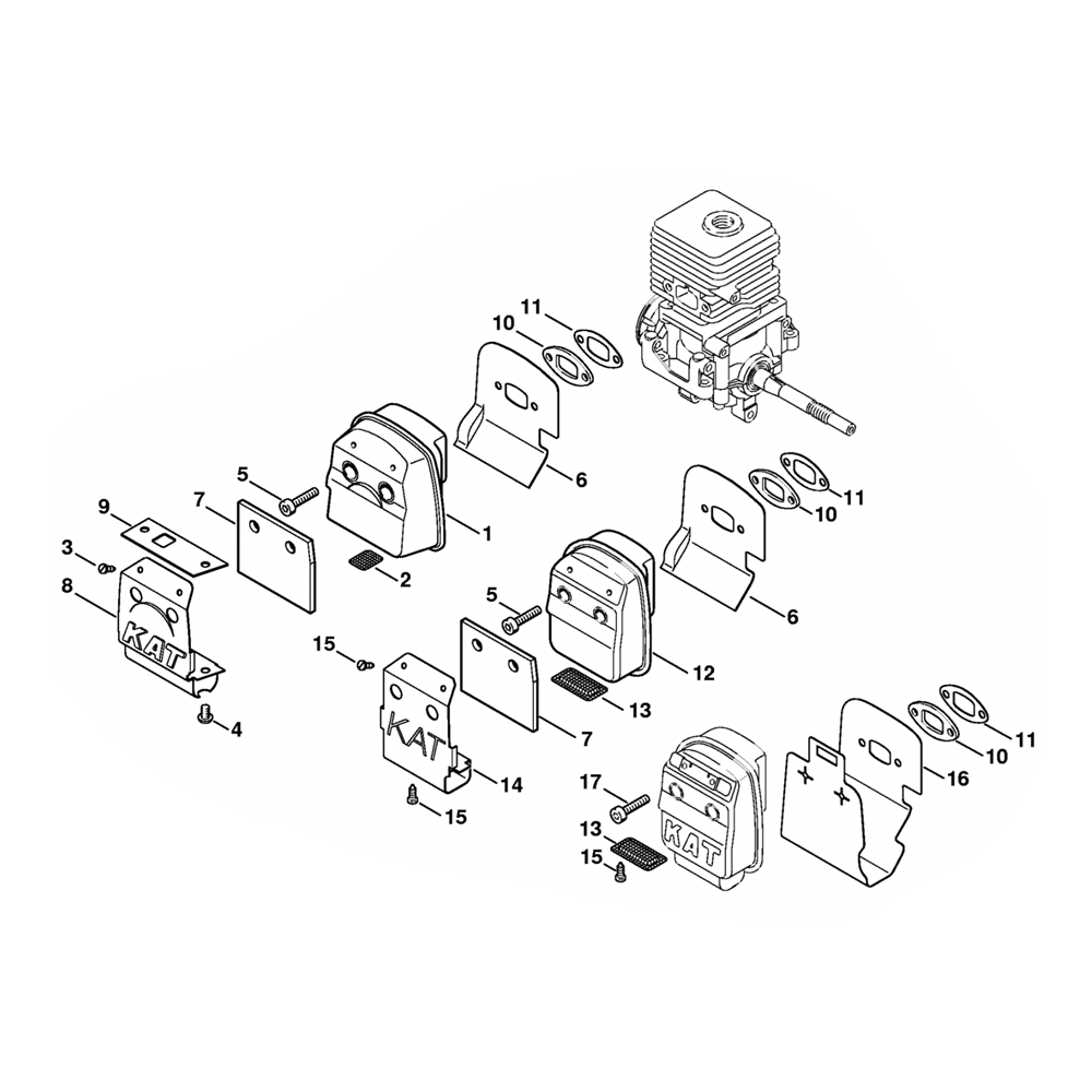 Sơ đồ Bộ giảm thanh Stihl FS38 FS45 FS46 2 fs38 fs45 fs46 muffler cat