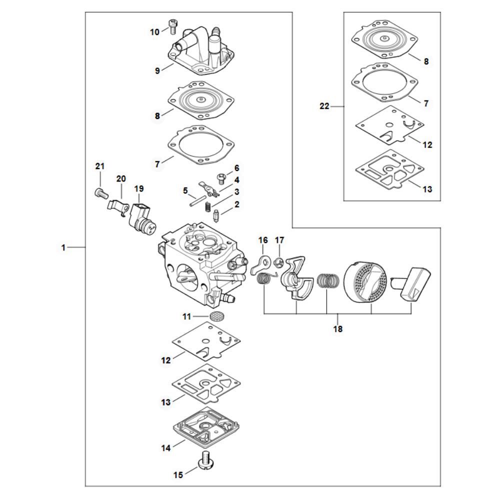 Sơ đồ Bộ chế hòa khí cho Stihl FS 491C
