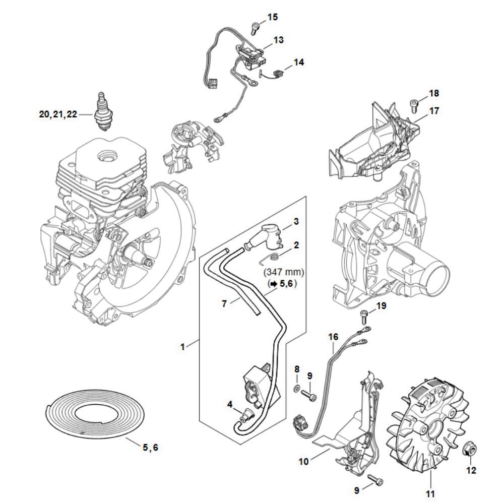 Sơ đồ Hệ Thống Đánh Lửa Stihl FS 491C 2 fs491c ignition system assy