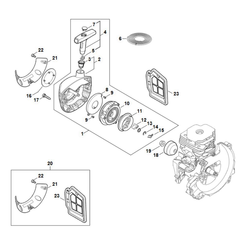 Sơ đồ Tua lại bộ khởi động cho Stihl FS 491C